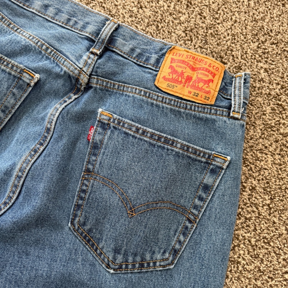 Levi's 505 Regular Fit Jeans Men 32x32 Blue Straight Medium Wash Rancher Western